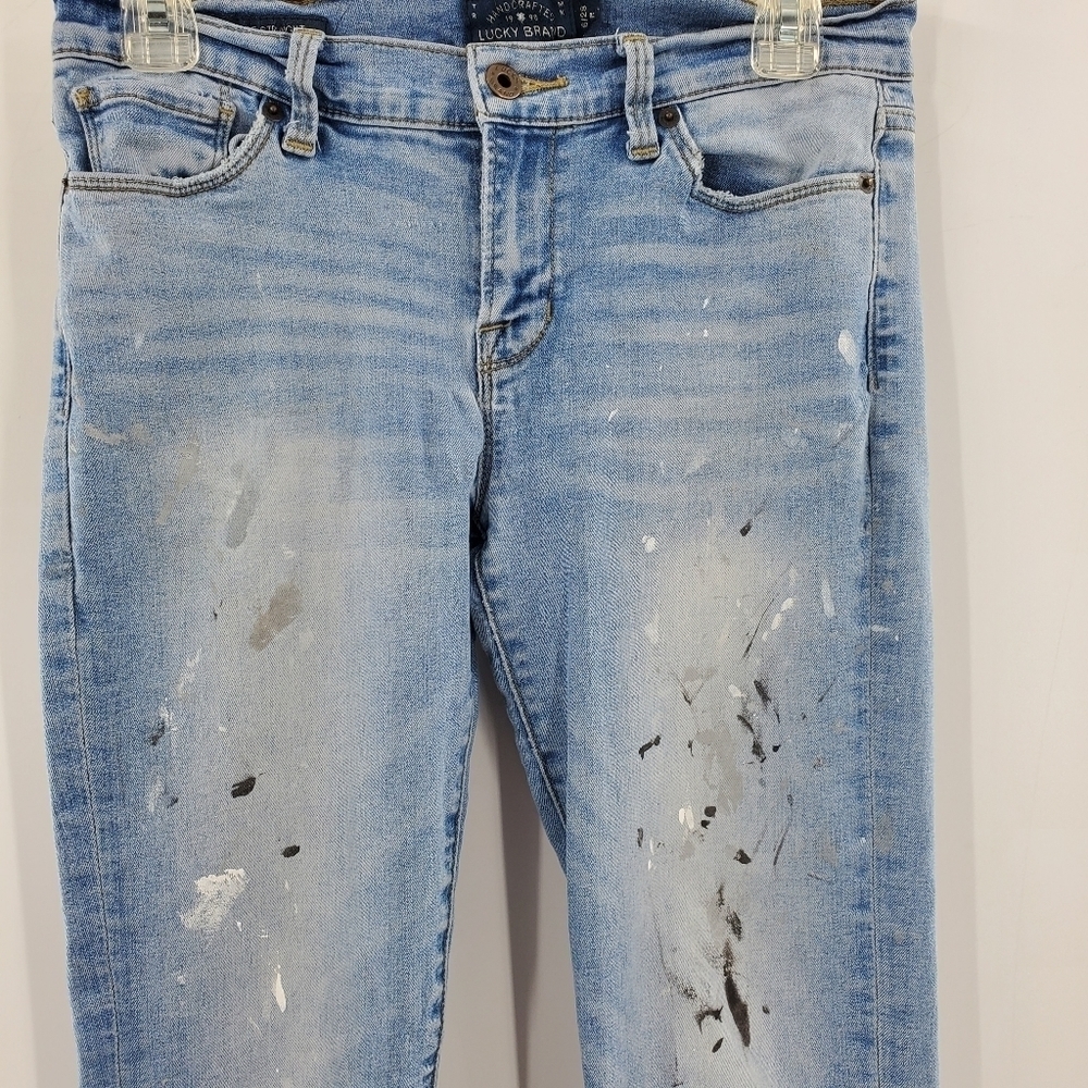Lucky Brand light wash destroyed paint splatter jeans 6/28 - Picture 6 of 16